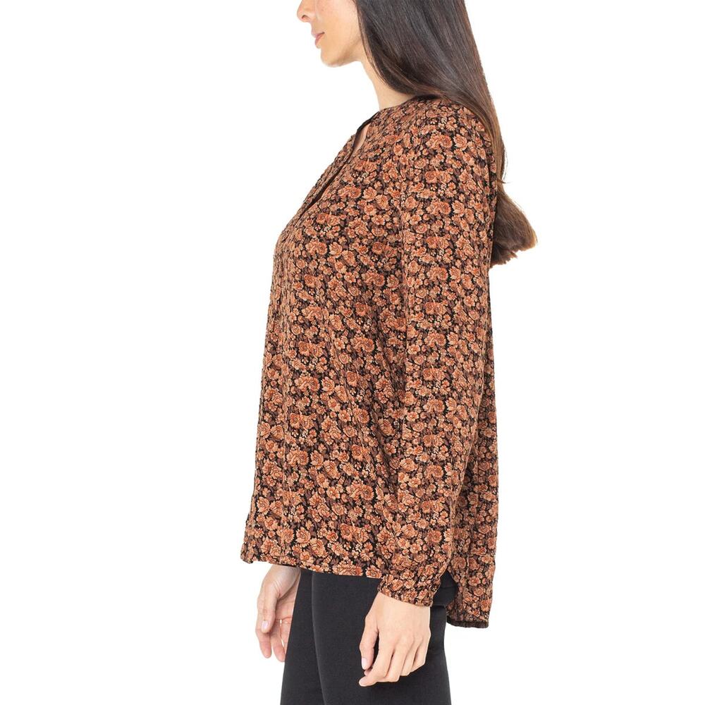 NWT Well Worn Women's Floral Print Split Neck Long Sleeve Blouse - Picture 2 of 7